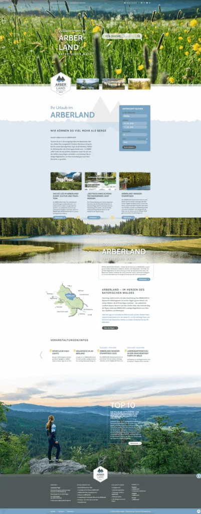 Website ARBERLAND Bayerischer Wald