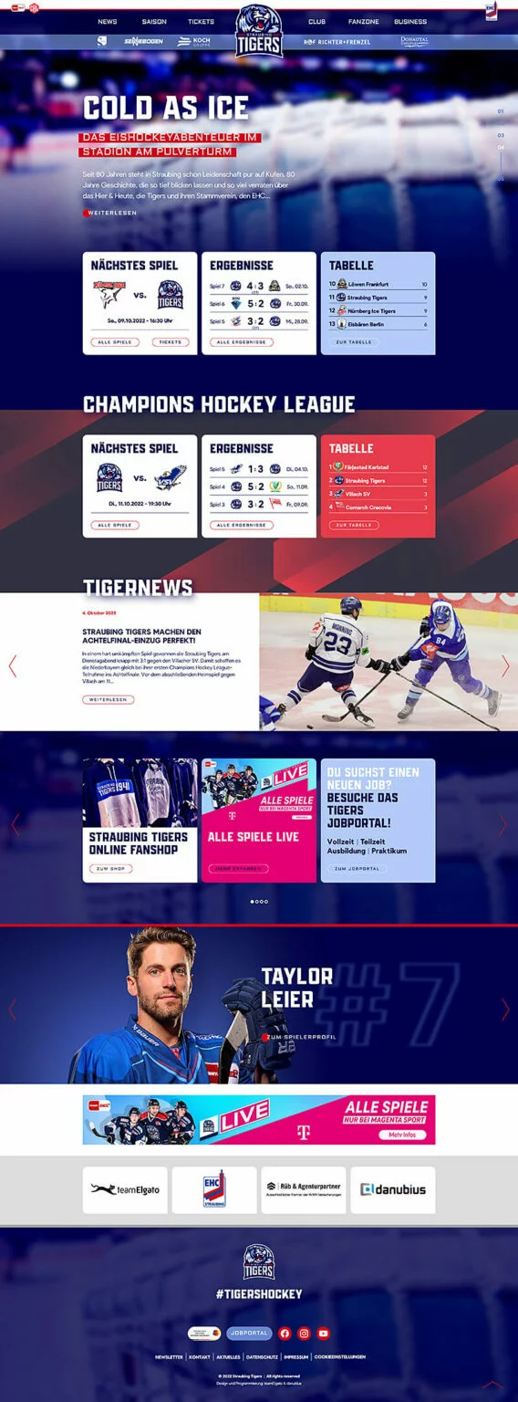 Website der Straubing Tigers